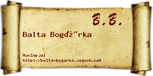 Balta Bogárka névjegykártya